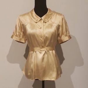 100% Silk Peplum Top